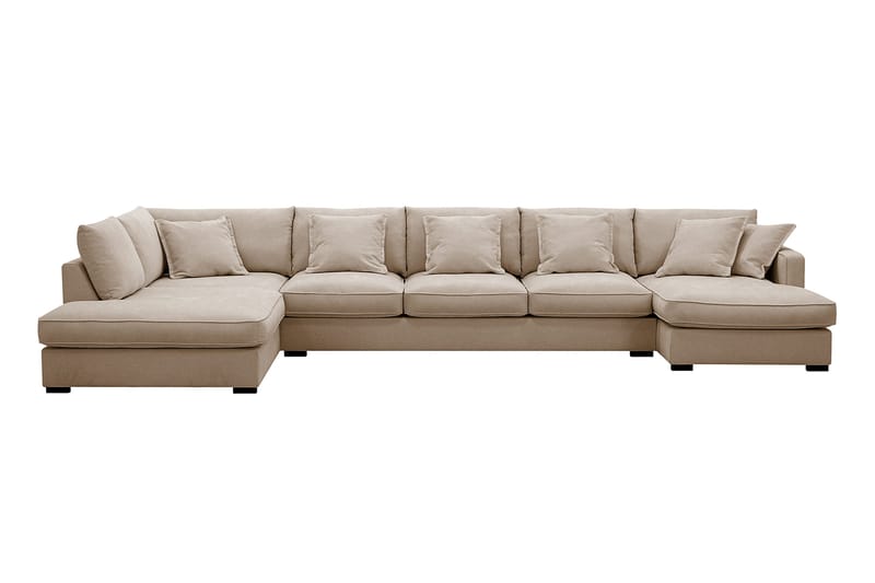 Rossita Lyx 6-sits Högervänd U-formad Extra djup Soffa med Divan och Schäslong i Tyg - Ljusbrun - Möbler - Soffa - U-soffa