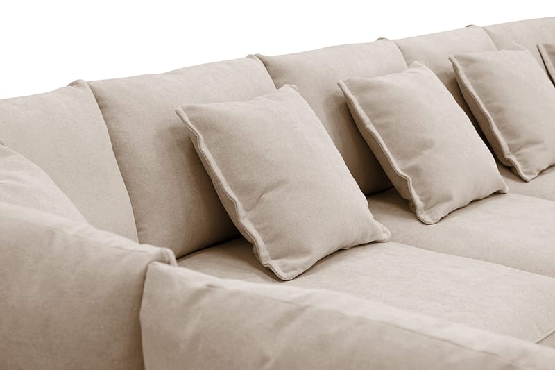 Rossita Lyx 6-sits Högervänd U-formad Extra djup Soffa med Divan och Schäslong i Tyg - Ljusbrun - Möbler - Soffa - U-soffa