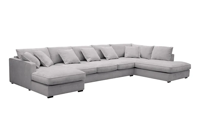 Rossita Lyx 6-sits Vänstervänd U-formad Extra djup Soffa med Divan och Schäslong i Chenille - Grå - Möbler - Soffa - U-soffa