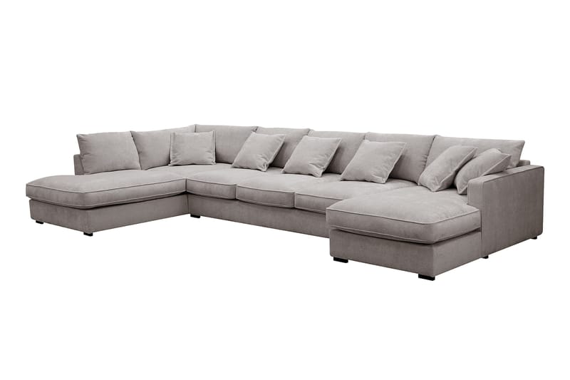 Rossita Lyx 6-sits Vänstervänd U-formad Extra djup Soffa med Divan och Schäslong i Chenille - Grå/Brun - Möbler - Soffa - U-soffa