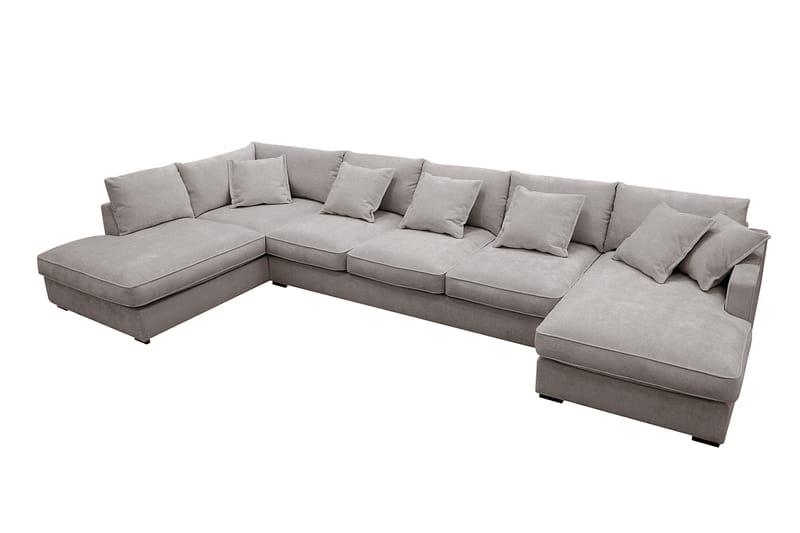 Rossita Lyx 6-sits Vänstervänd U-formad Extra djup Soffa med Divan och Schäslong i Chenille - Grå/Brun - Möbler - Soffa - U-soffa