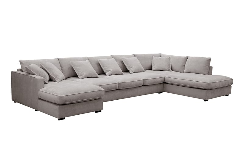 Rossita Lyx 6-sits Vänstervänd U-formad Extra djup Soffa med Divan och Schäslong i Chenille - Grå/Brun - Möbler - Soffa - U-soffa