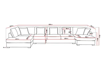 Rossita Lyx 6-sits Vänstervänd U-formad Extra djup Soffa med Divan och Schäslong i Chenille - Grå/Brun - Möbler - Soffa - U-soffa