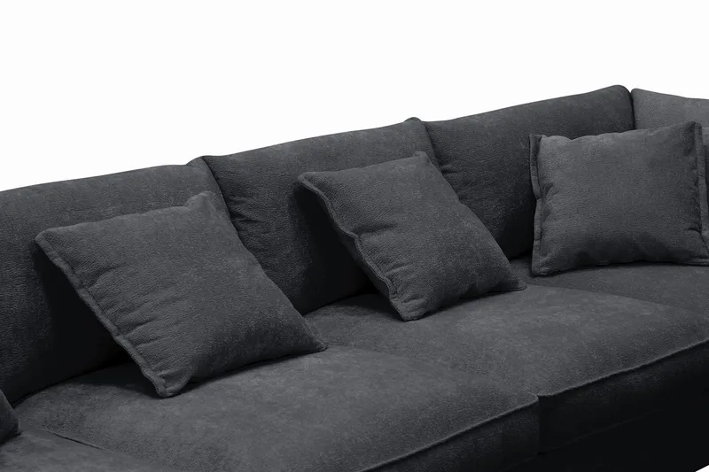 Rossita Lyx 6-sits Vänstervänd U-formad Extra djup Soffa med Divan och Schäslong i Chenille - Svart - Möbler - Soffa - U-soffa