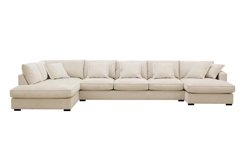 Rossita Lyx 6-sits Vänstervänd U-formad Extra djup Soffa med Divan och Schäslong i Chenille, Trenza 06, Beige Chenille