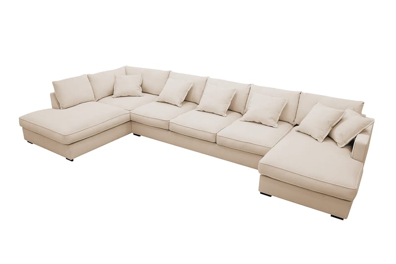 Rossita Lyx 6-sits Vänstervänd U-formad Extra djup Soffa med Divan och Schäslong i Manchester - Beige - Möbler - Soffa - U-soffa