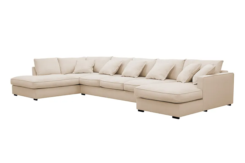 Rossita Lyx 6-sits Vänstervänd U-formad Extra djup Soffa med Divan och Schäslong i Manchester - Beige - Möbler - Soffa - U-soffa