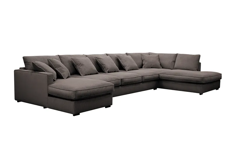 Rossita Lyx 6-sits Vänstervänd U-formad Extra djup Soffa med Divan och Schäslong i Manchester - Brun - Möbler - Soffa - U-soffa