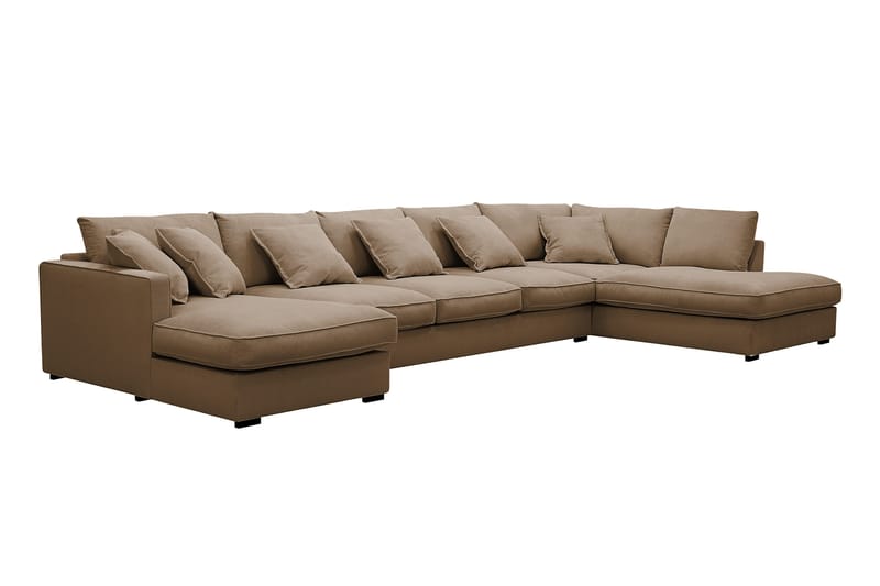 Rossita Lyx 6-sits Vänstervänd U-formad Extra djup Soffa med Divan och Schäslong i Manchester - Ljusbrun - Möbler - Soffa - U-soffa