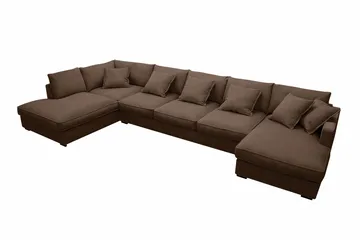 Rossita Lyx 6-sits Vänstervänd U-formad Extra djup Soffa med Divan och Schäslong i Manchester - Mörkbrun - Möbler - Soffa - U-soffa