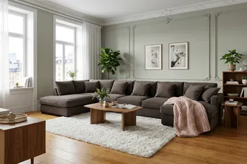 Rossita Lyx 6-sits Vänstervänd U-formad Extra djup Soffa med Divan och Schäslong i Manchester - Taupe - Möbler - Soffa - U-soffa