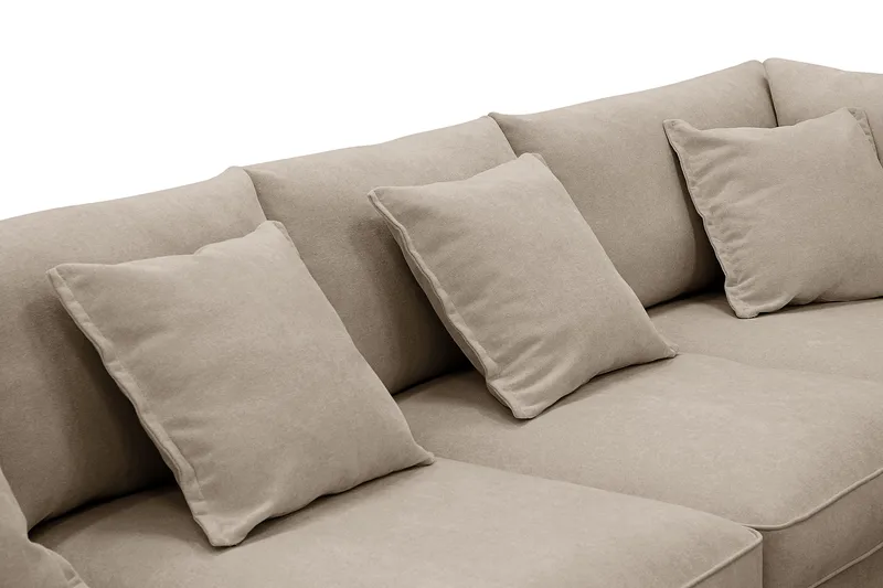 Rossita Lyx 6-sits Vänstervänd U-formad Extra djup Soffa med Divan och Schäslong i Tyg - Brun - Möbler - Soffa - U-soffa