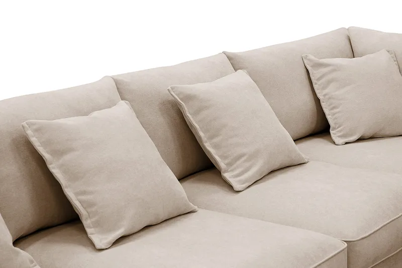 Rossita Lyx 6-sits Vänstervänd U-formad Extra djup Soffa med Divan och Schäslong i Tyg - Ljusbrun - Möbler - Soffa - U-soffa