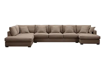 Rossita Lyx 6-sits Vänstervänd U-formad Extra djup Soffa med Divan och Schäslong i Tyg - Mörkbrun - Möbler - Soffa - U-soffa