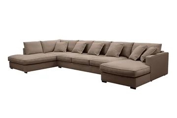 Rossita Lyx 6-sits Vänstervänd U-formad Extra djup Soffa med Divan och Schäslong i Tyg - Mörkbrun - Möbler - Soffa - U-soffa