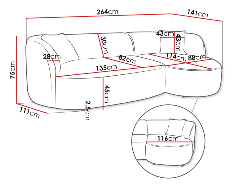 Rylian 3-sits Soffa med divan - blågrön - Möbler - Soffa - Hörnsoffa
