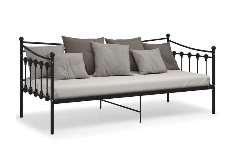 Sängram bäddsoffa svart metall 90x200 cm - Svart - Bäddsoffa