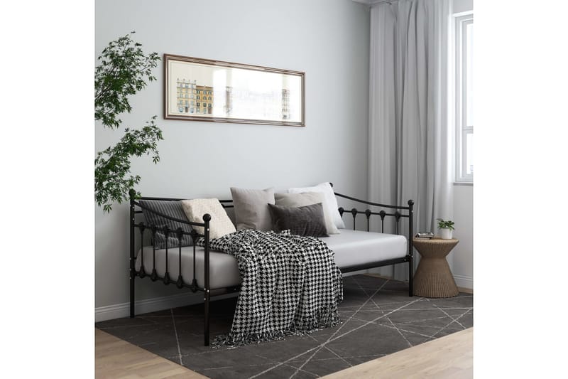 Sängram bäddsoffa svart metall 90x200 cm - Svart - Möbler - Soffa - Bäddsoffa