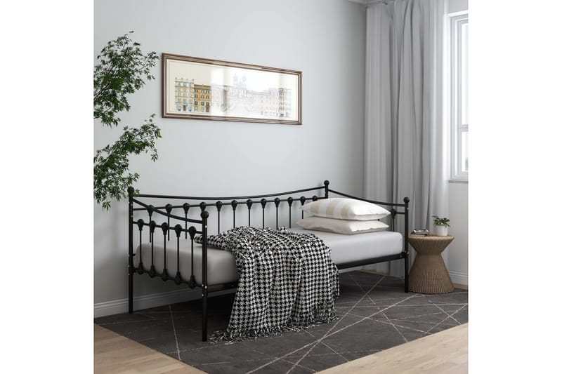 Sängram bäddsoffa svart metall 90x200 cm - Svart - Möbler - Soffa - Bäddsoffa