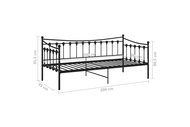 Sängram bäddsoffa svart metall 90x200 cm - Svart - Möbler - Soffa - Bäddsoffa