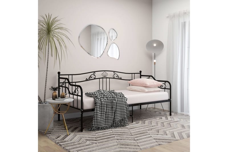 Sängram bäddsoffa svart metall 90x200 cm - Svart - Möbler - Soffa - Bäddsoffa