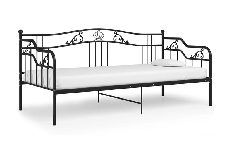 Sängram bäddsoffa svart metall 90x200 cm - Svart - Bäddsoffa