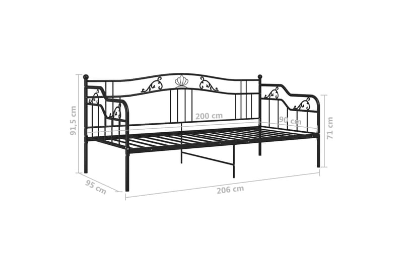 Sängram bäddsoffa svart metall 90x200 cm - Svart - Möbler - Soffa - Bäddsoffa