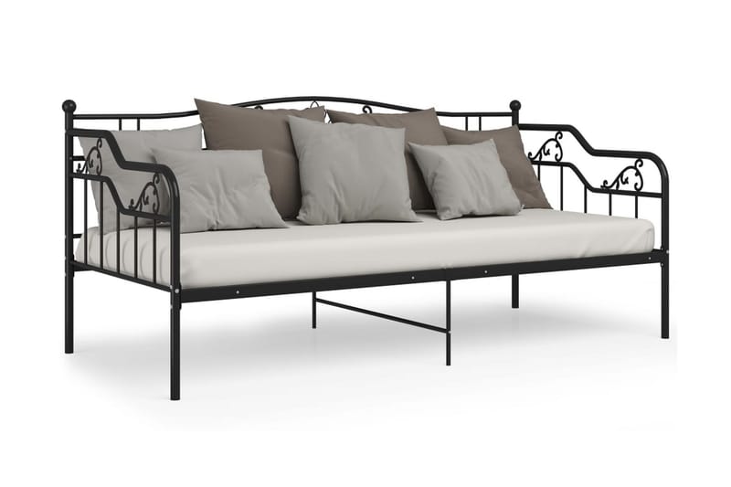 Sängram bäddsoffa svart metall 90x200 cm - Svart - Möbler - Soffa - Bäddsoffa