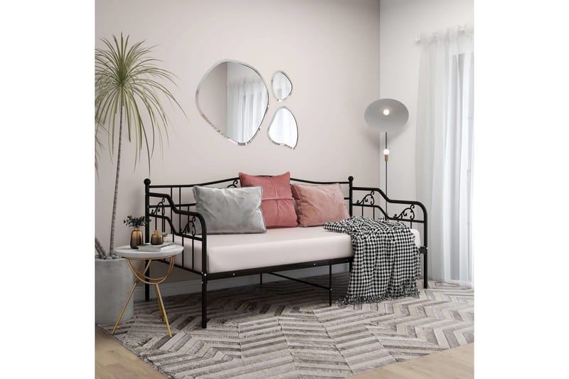 Sängram bäddsoffa svart metall 90x200 cm - Svart - Möbler - Soffa - Bäddsoffa