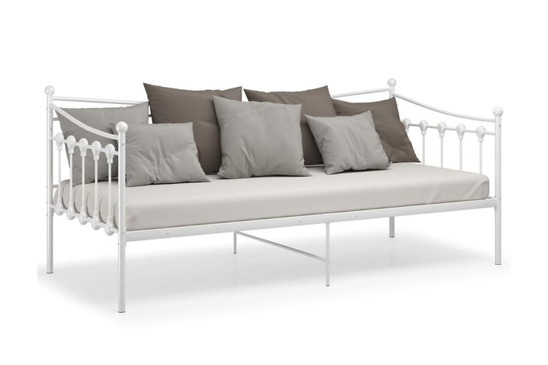 Sängram bäddsoffa vit metall 90x200 cm - Vit - Bäddsoffa