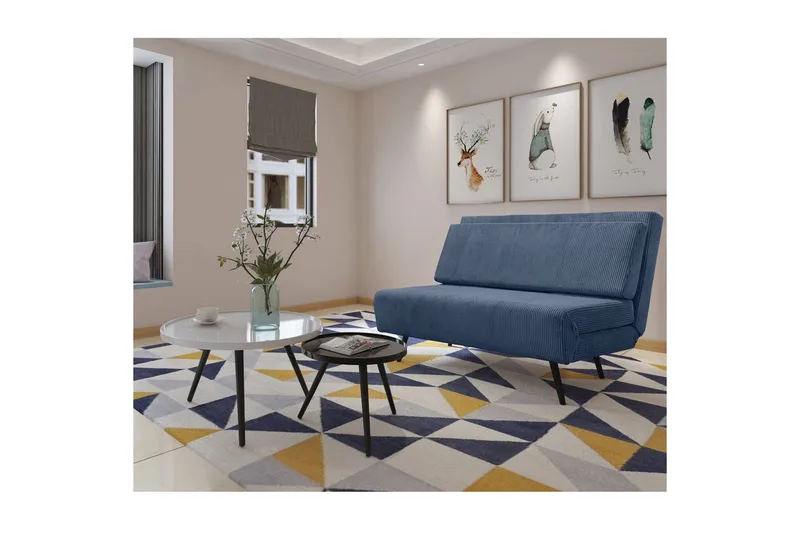 Sängsoffa Mallory Blå, Manchester/Metall/Trä - Blå, Manchester/Metall/Trä - Möbler - Soffa - Bäddsoffa