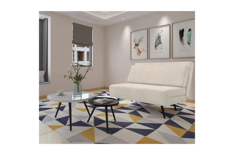 Sängsoffa Mallory Kräm, Manchester/Metall/Trä - Kräm, Manchester/Metall/Trä - Möbler - Soffa - Bäddsoffa