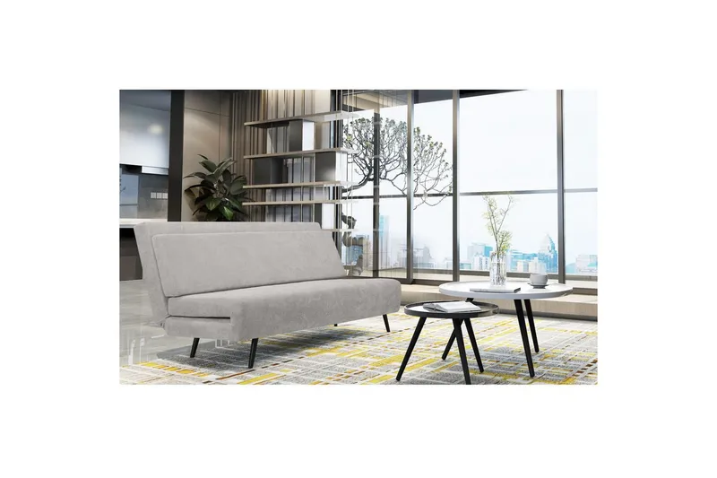 Sängsoffa Mallory Ljusgrå, Linnetyg/Metall/Trä - Ljusgrå, Linnetyg/Metall/Trä - Möbler - Soffa - Bäddsoffa