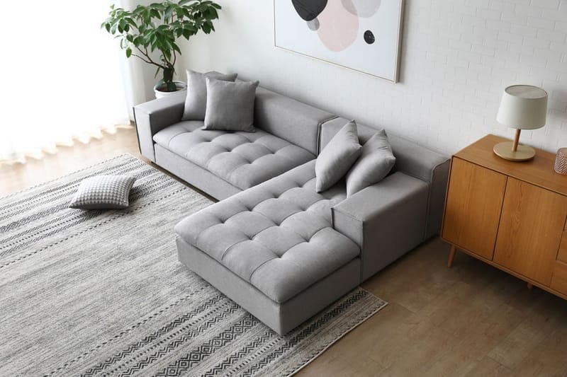 Sake Soffa grå divansoffa 251 cm - Grå - Möbler - Soffa - Divansoffor & schäslongsoffa