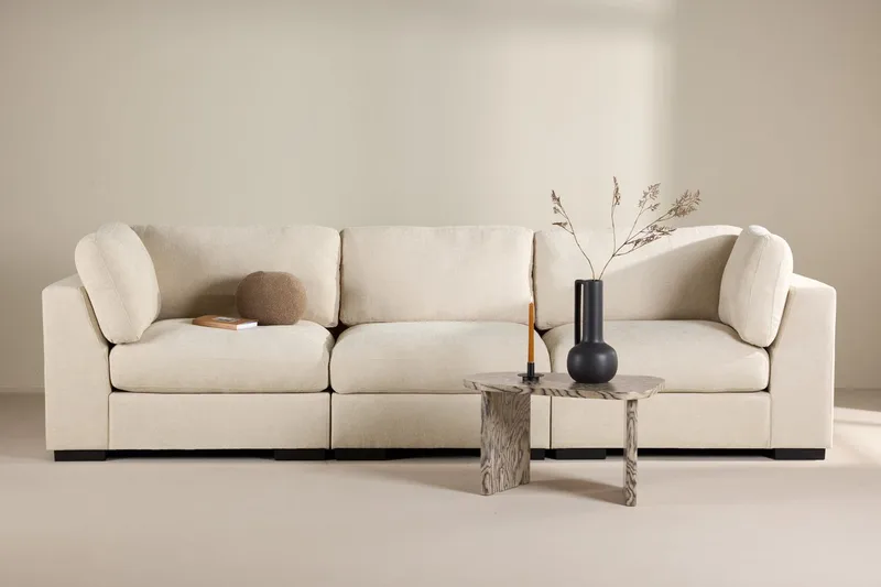 Salerno 3-sits Soffa i Tyg, Beige