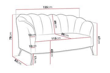 Adrial 2-sits Soffa - Sammet/Vit/Svart Krom - Möbler - Soffa - Sammetssoffa