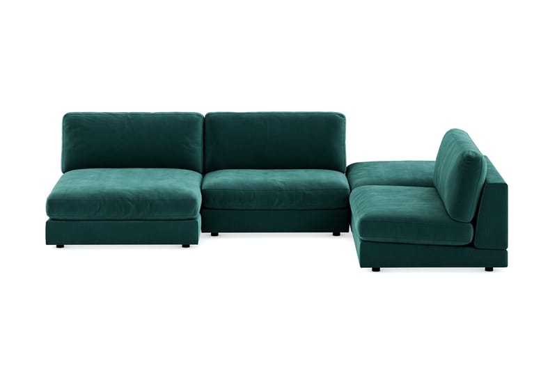 Arken 6-sits U-formad Modulsoffa + Fotpall i Sammet - Grön - Möbler - Soffa - Sammetssoffa