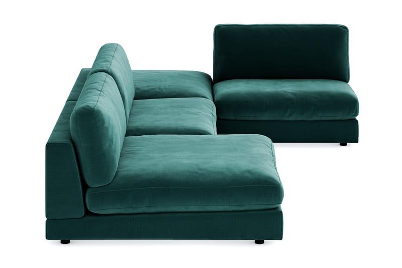 Arken 6-sits U-formad Modulsoffa + Fotpall i Sammet - Grön - Möbler - Soffa - Sammetssoffa