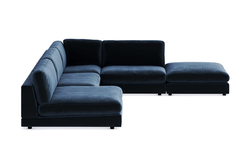 Arken 6-sits Vändbar L-formad Modulhörnsoffa med Divan + Fotpall i Sammet - Blå - Möbler - Soffa - Sammetssoffa