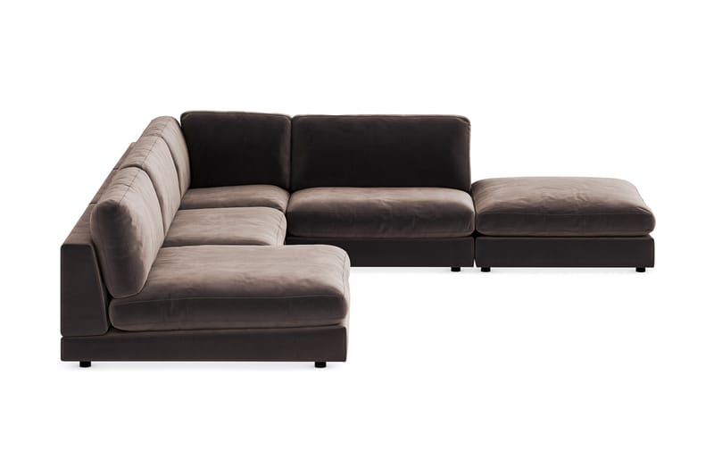 Arken 6-sits Vändbar L-formad Modulhörnsoffa med Divan + Fotpall i Sammet - Brun - Möbler - Soffa - Sammetssoffa