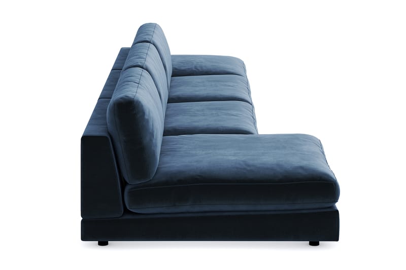 Arken 6-sits Vändbar U-formad Modulsoffa med Divan + Fotpall i Sammet - Blå - Möbler - Soffa - Sammetssoffa
