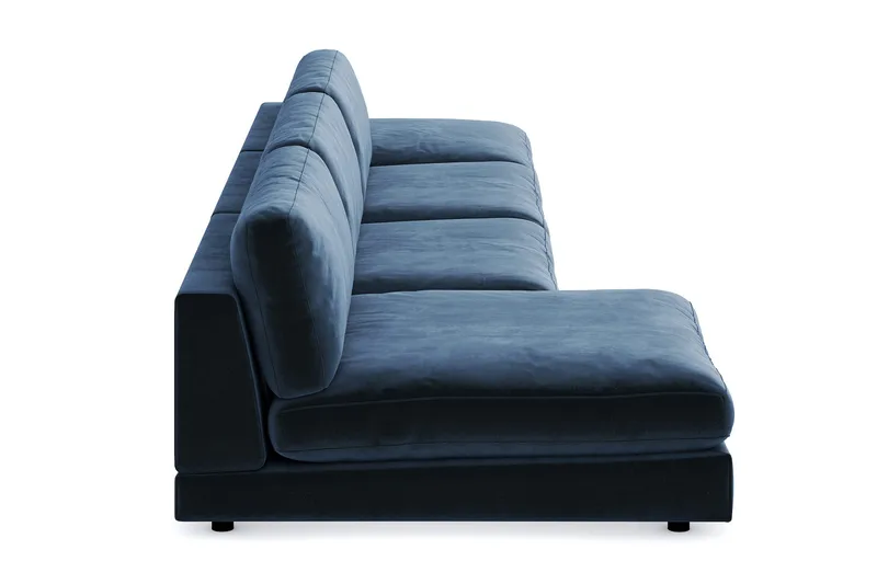 Arken 6-sits Vändbar U-formad Modulsoffa med Divan + Fotpall i Sammet - Blå - Möbler - Soffa - Modulsoffor - Komplett modulsoffa