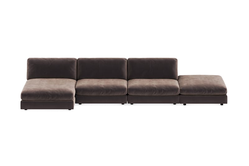 Arken 6-sits Vändbar U-formad Modulsoffa med Divan + Fotpall i Sammet - Brun - Möbler - Soffa - Sammetssoffa