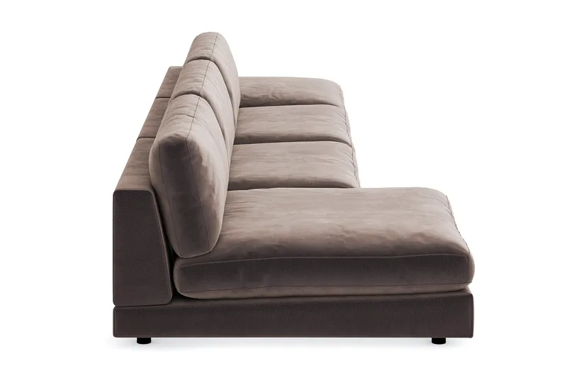 Arken 6-sits Vändbar U-formad Modulsoffa med Divan + Fotpall i Sammet - Brun - Möbler - Soffa - Modulsoffor - Komplett modulsoffa