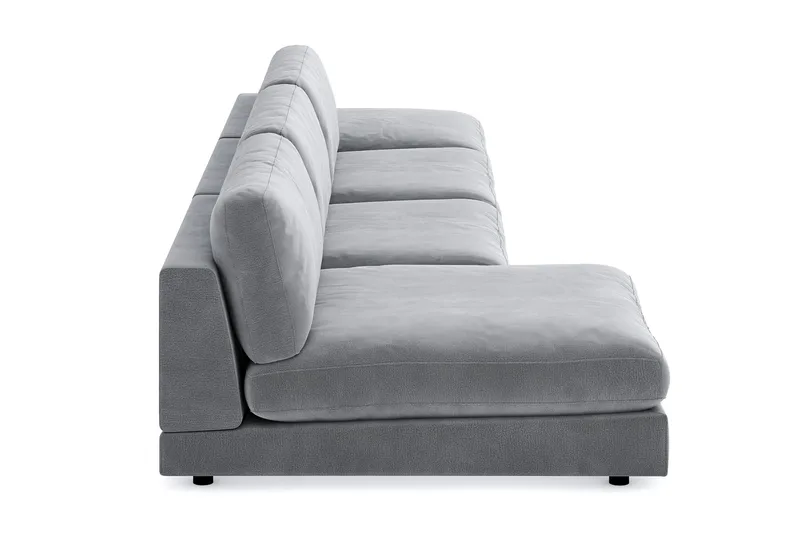 Arken 6-sits Vändbar U-formad Modulsoffa med Divan + Fotpall i Sammet - Ljusgrå - Möbler - Soffa - Modulsoffor - Komplett modulsoffa