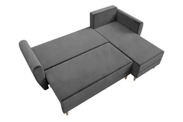 Bornalle 3-sits L-formad Bäddsoffa 130x200 cm med Förvaring i Sammet - Blå - Möbler - Soffa - Bäddsoffa - Bäddsoffa divan