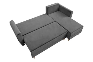 Bornalle 3-sits L-formad Bäddsoffa 130x200 cm med Förvaring i Sammet - Gul - Möbler - Soffa - Bäddsoffa - Bäddsoffa divan