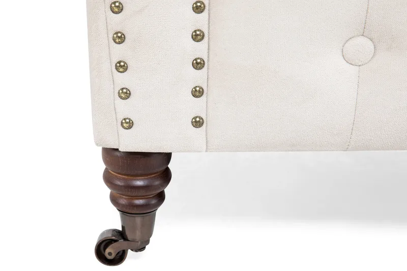 Chesterfield Deluxe Sammetssoffa 2-sits - Beige - Möbler - Soffa - Sammetssoffa