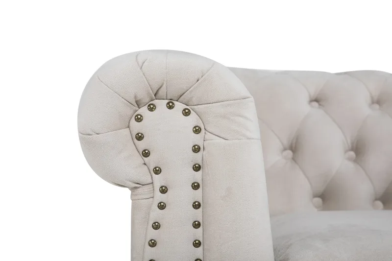 Chesterfield Deluxe Sammetssoffa 2-sits - Beige - Möbler - Soffa - Sammetssoffa