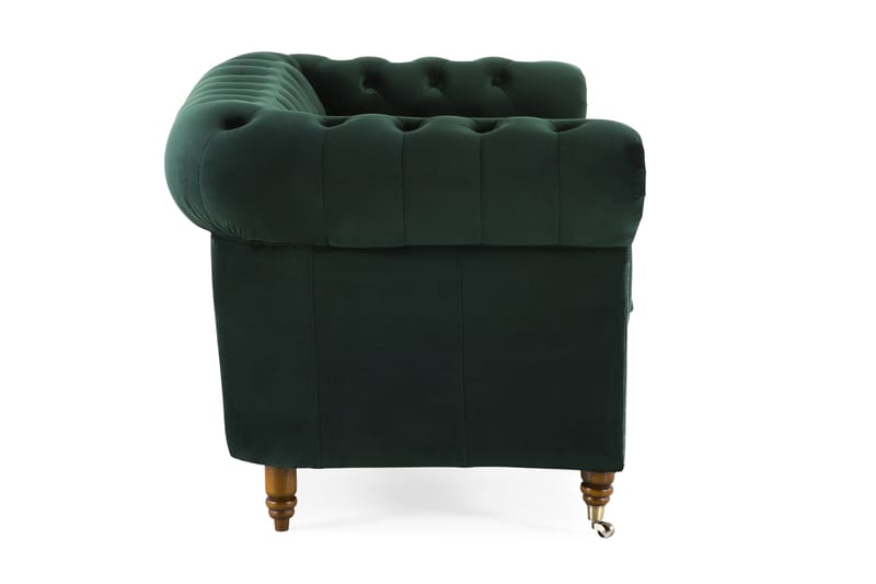 Chesterfield Deluxe Sammetssoffa 2-sits - Mörkgrön - Möbler - Soffa - Sammetssoffa